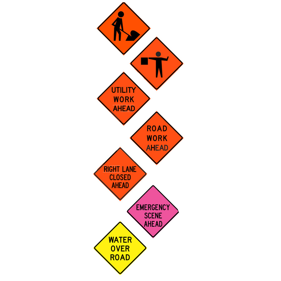 Fold & Roll Signs in Orange or Pink Image