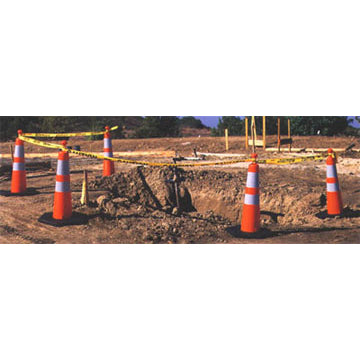 Grabber Traffic Safety Cones in Use to Protect Hazardous Off Road Area Image