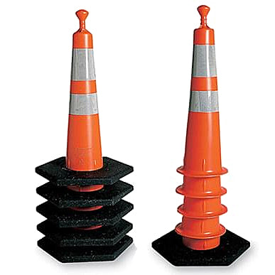 Grabber Safety Cones Stacked with and without Bases Image