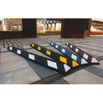 Garage Parking Blocks in Black and White and Black and Yellow - Decorative Parking Block in Terracotta and White - Handicap Parking Block in ADA Blue and White Image