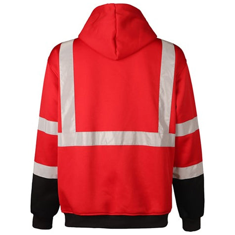 Hooded Sweatshirt Pullover Fleece With Black Bottoms Non-ANSI in Red Back View Image