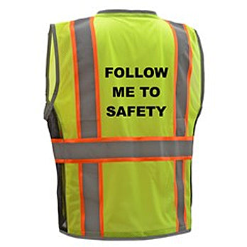 Hyper-Lite Safety Vest With Black Side Class 2 in Lime Back View Image