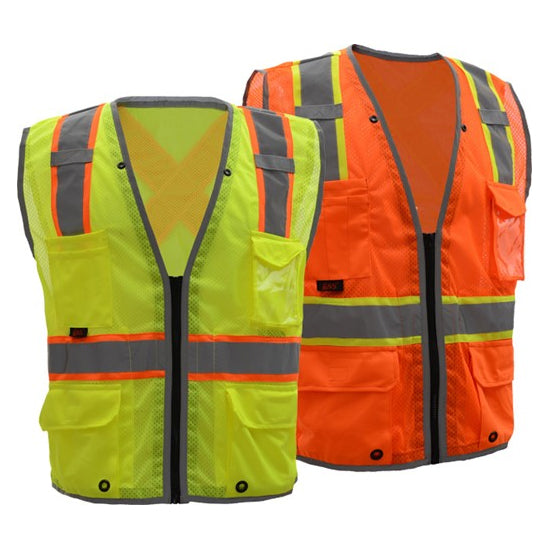 Hyper-Lite Safety Vest With Reflective Piping X-Back - Class 2