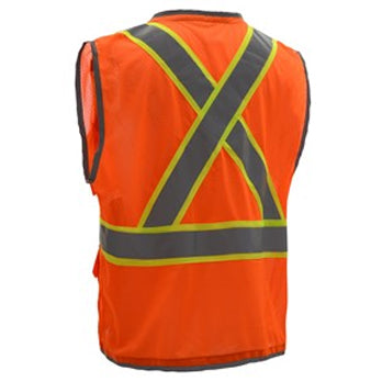 Hyper-Lite Safety Vests With Reflective Piping X-Back - Class 2﻿ in Orange Back View of X Image