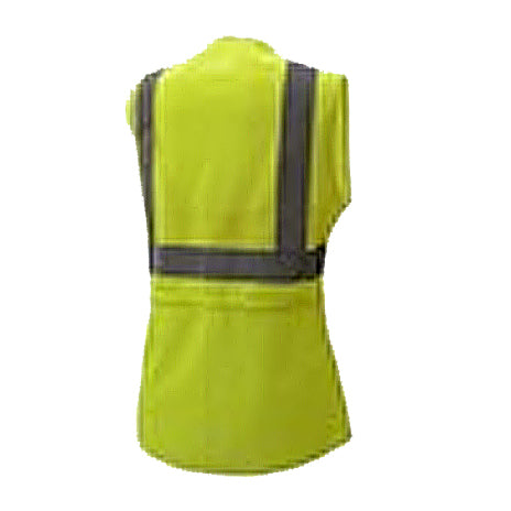 Lady Vest Lime Green With Reflective Tape Back View Image