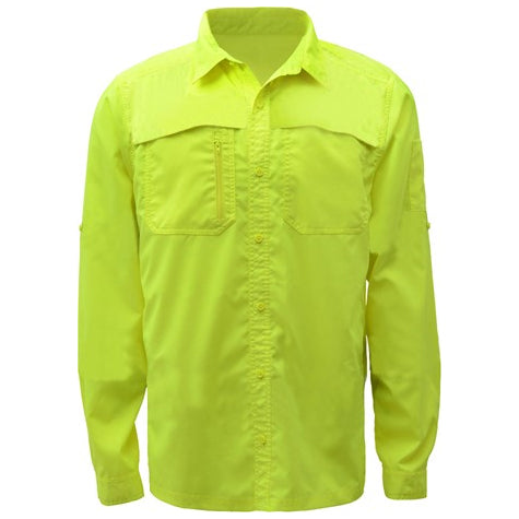 Lightweight Shirt With Rip Stop Bottom and SPF 50+ NON-ANSI in Lime Front View Image