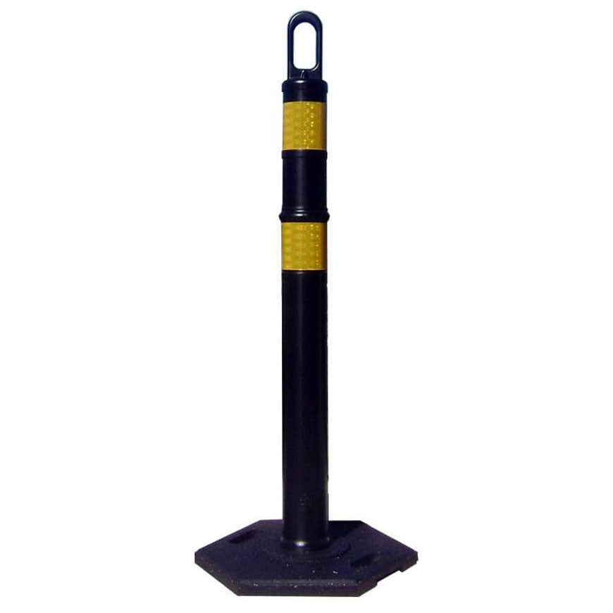 Looper Tube Delineator in Black with Base and Yellow Bands Image