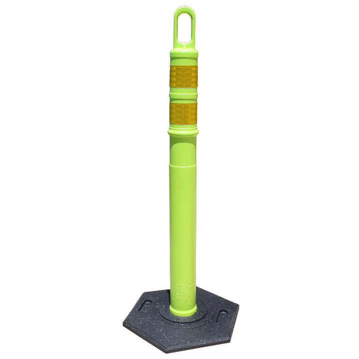 Looper Tube Delineator in Lime with Base and Yellow Bands Image