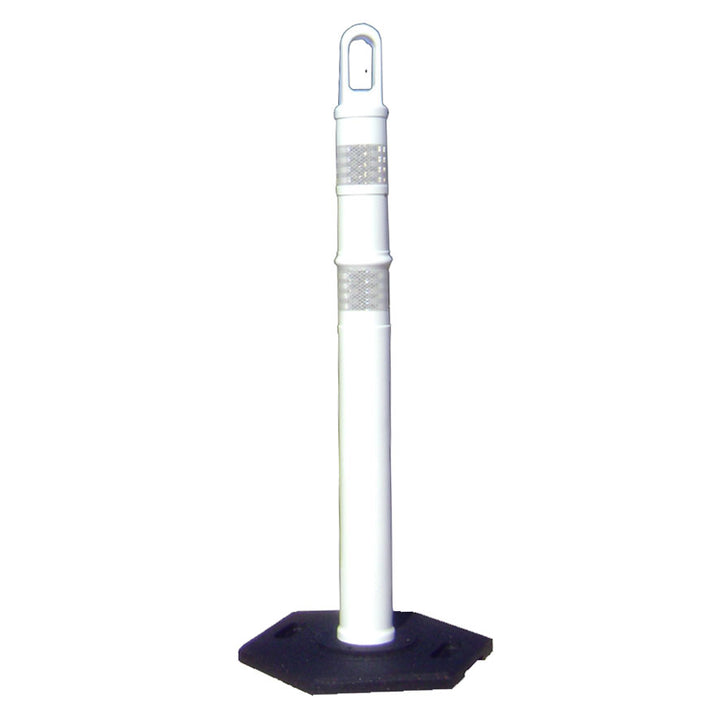 Looper Tube Delineator in White with Base and White Bands Image