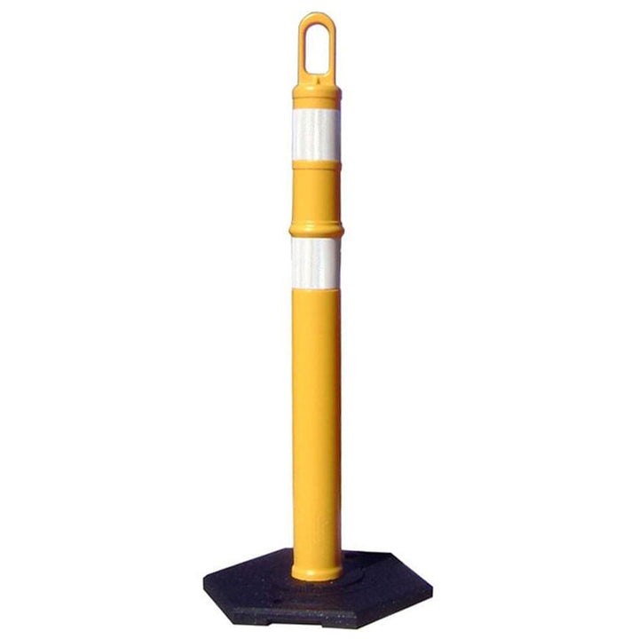 Looper Tube Delineator in Yellow with Base and White Bands Image