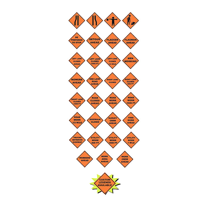 Mesh Roll-Up Signs in Safety Orange and Black Various and Custom Legends Image