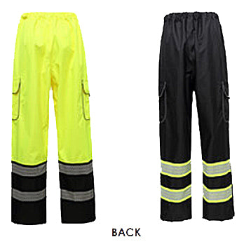 ONYX Safety Pants with Teflon Coating Class E Lime and Black Back View Image