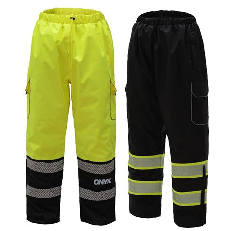 ONYX Safety Pants With Teflon Coating Class E In Lime or Black Front View Image