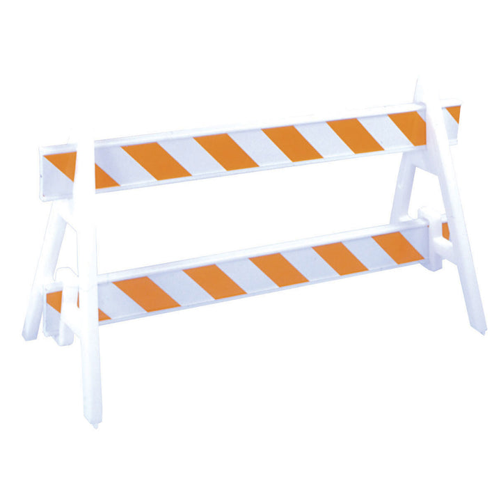 Plasticade A-Frame Barricade in White with Sheeting and Two Boards Image