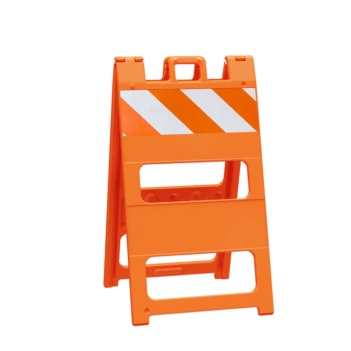 Plasticade Traffic Control Barricade in Orange with 8 in. Engineer Grade Striped Sheeting Top Image