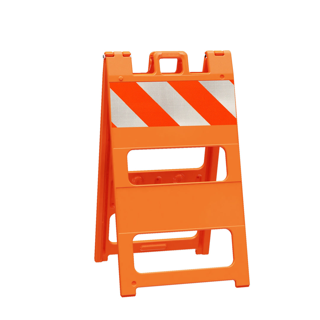 Plasticade Traffic Control Barricade in Orange with 8 in. Diamond Grade Striped Sheeting Image