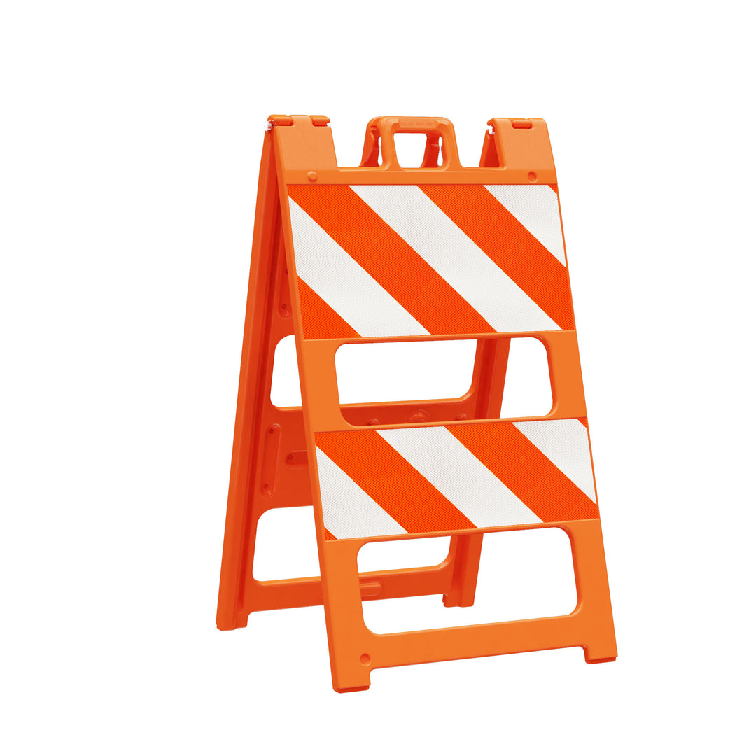 Plasticade Traffic Control Barricade Orange with Diamond Grade Sheeting 12 in. Top and 8 in. Bottom Image