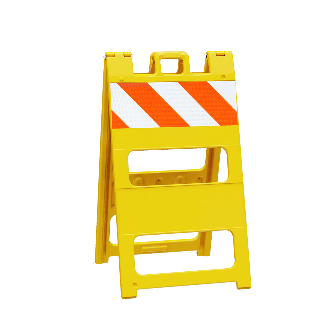 Plasticade Traffic Control Barricade in Yellow with 8 in. Diamond Grade Striped Sheeting Image