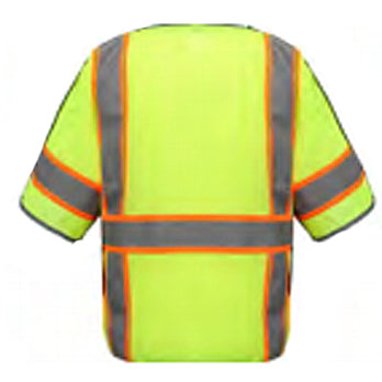 Premium Breakaway Vest With Reflective Piping Class 3 in Lime Back View Image