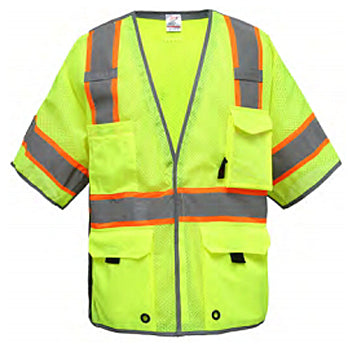 Premium Breakaway Vest With Reflective Piping Class 3 in Lime Front View Image