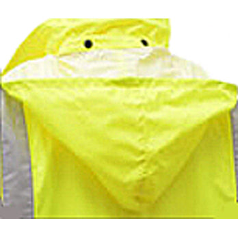 Premium Hooded Rain Jacket With Black Bottom Class 3 in Lime Hood Close Up View Image