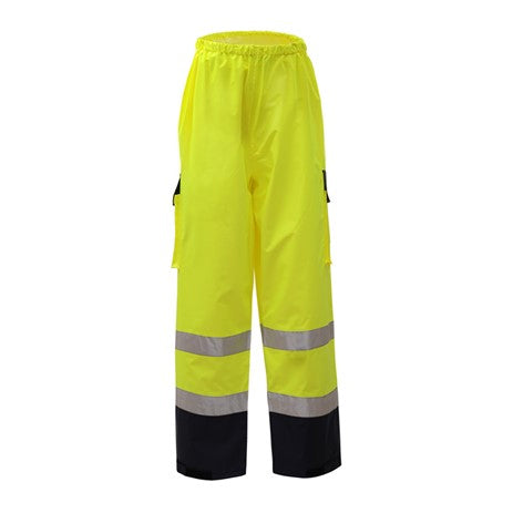 Premium Waterproof Pants With Black Bottom - Class E in Lime Front View image