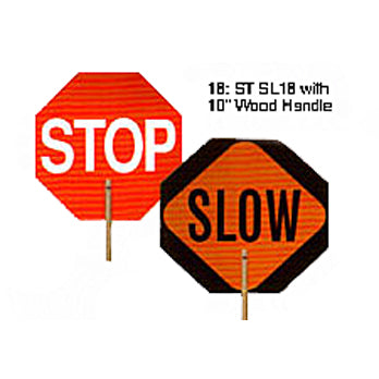 Safety Paddle Sign with 10 in. (L) Wooden Handle Stop/Slow Image