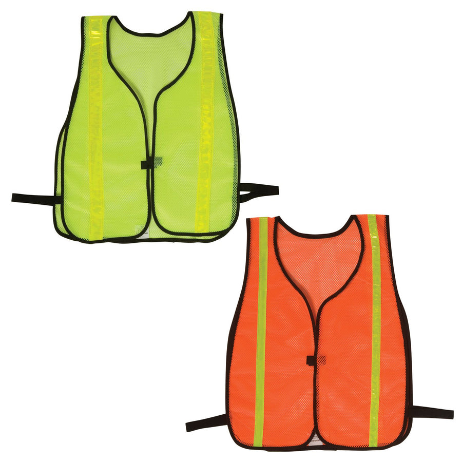 Safety Vests Economy Mesh With Reflective Lime Yellow in Lime Green And Orange Front View Image