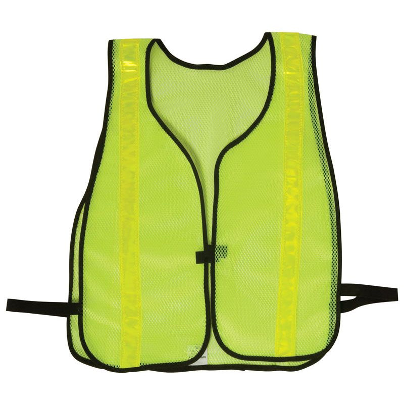 Safety Vest Economy Mesh Lime Yellow Reflective in Lime Green Front View Image