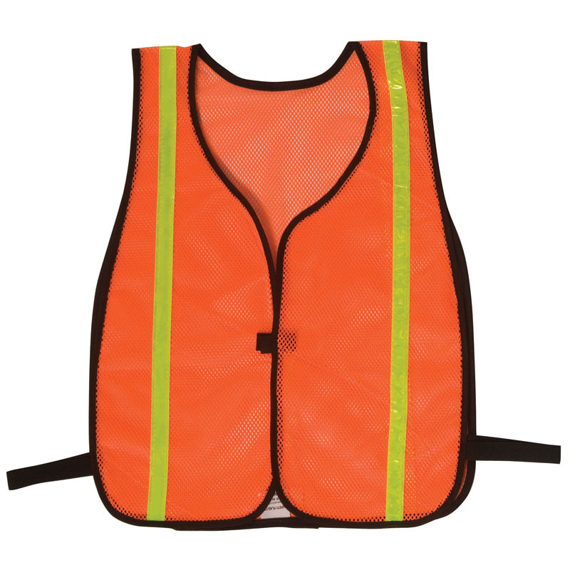 Safety Vest Economy Mesh Lime Yellow Reflective in Orange Front View Image