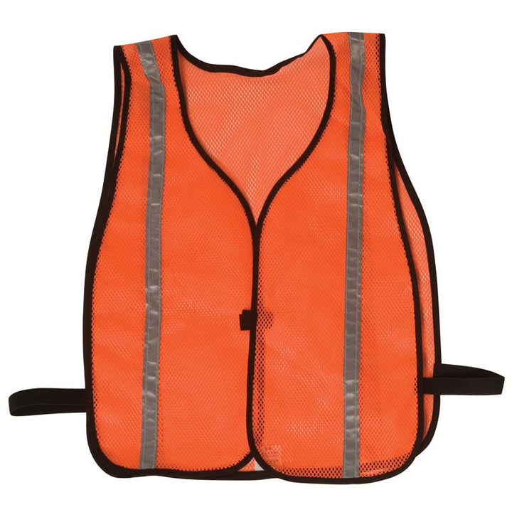 Safvest Soft Mesh Vest in Orange With 3/4 in. (W) Silver Reflective Vertical Stripe Image