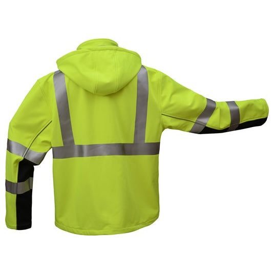 Softshell Sweatshirt Class 3 in Lime Green With Black Bottom Front View Image