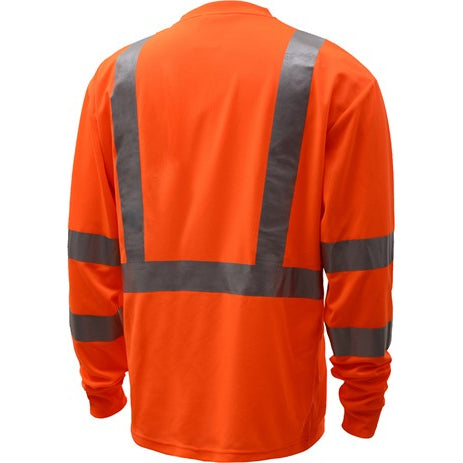 Standard Long Sleeve T-Shirt With Reflective Tape Class 3 in Orange Back View Image