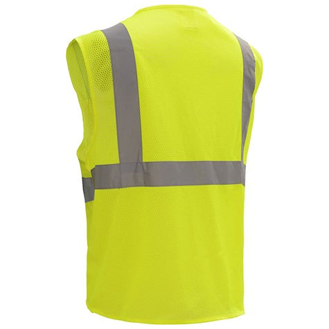 Standard Mesh Zipper Safety Vests Class Two in Lime Back View Image