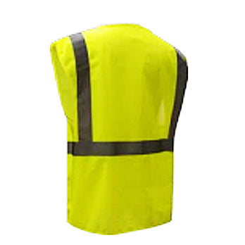 Standard Mesh Zipper Safety Vests With ID Pocket Class 2 in Lime Back View Image