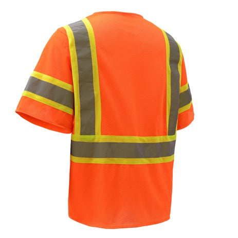 Standard Two Tone Mesh Hook & Loop Safety Vests - Class 3 in Orange Back View Image