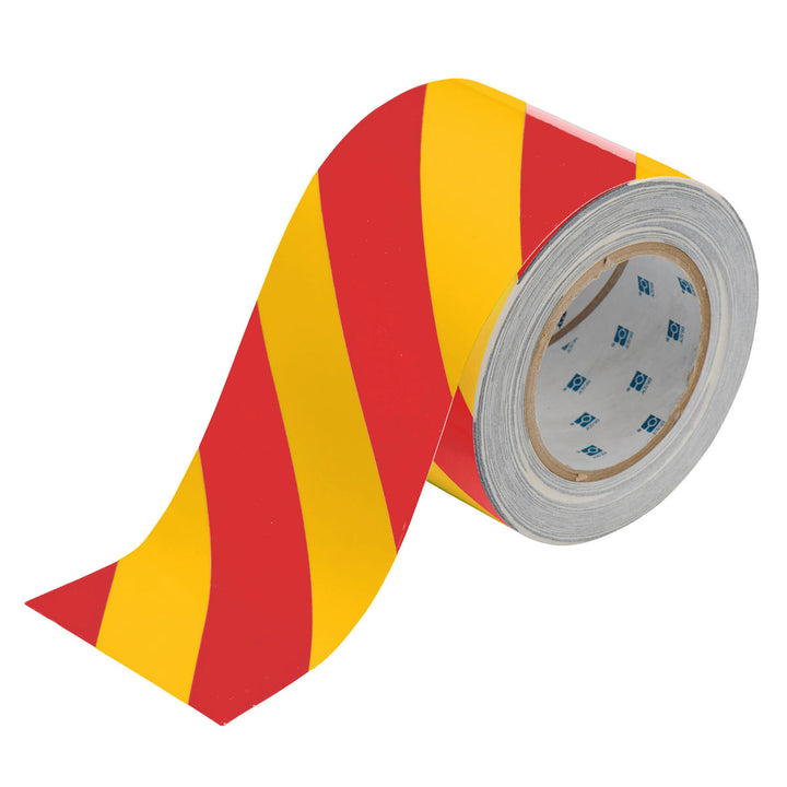 Striped ToughStripe® Tape Roll 4 in. Red and Yellow Image