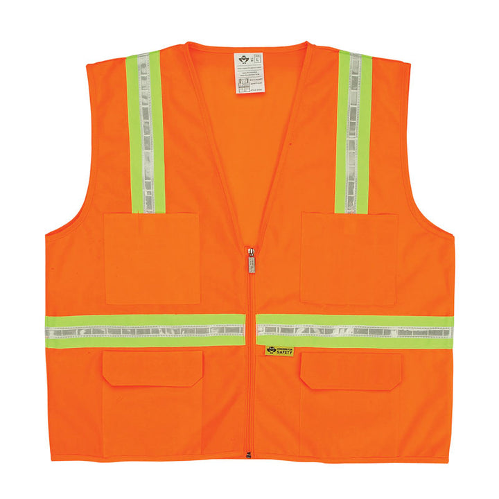 Surveyor's Vest with Contrasting Stripes Orange Front View Image 