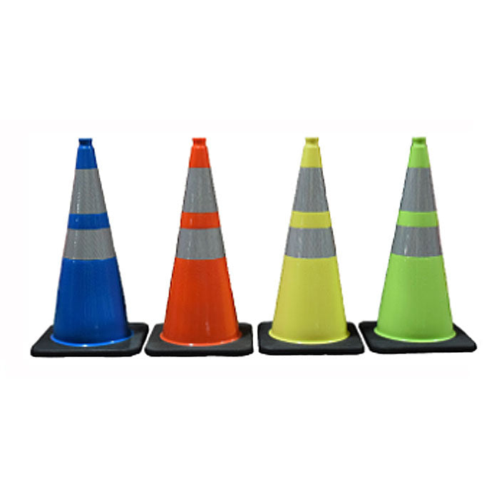 Traffic Safety Cones in Blue, Orange, Yellow and Lime Image