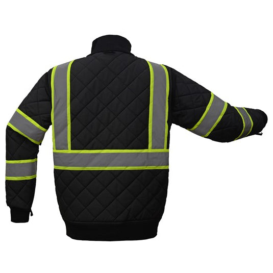 Two Tone Quilted Jackets - Class 3 in Black Back View Image