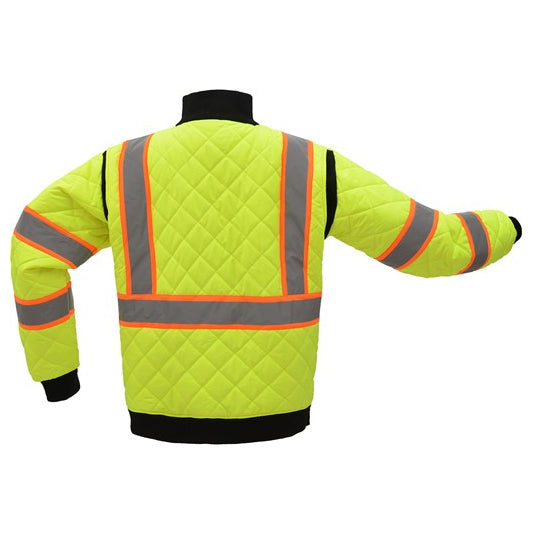 Two Tone Quilted Jackets - Class 3 in Lime Back View Image