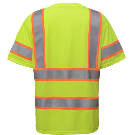 Two Tone Short Sleeve T-Shirt in Lime Class 3 Back View Image