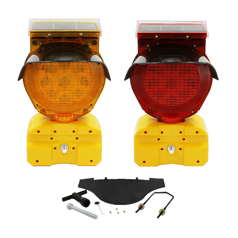 Type B Solar Powered High Intensity Barricade Lights Amber and Red With Hardware Image